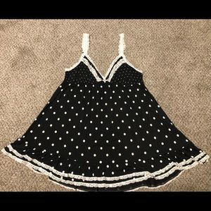 Victoria’s Secret Baby Doll Cami Top- Black with White Polka dots